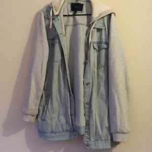 F21+ Mixed Material Hooded Jacket